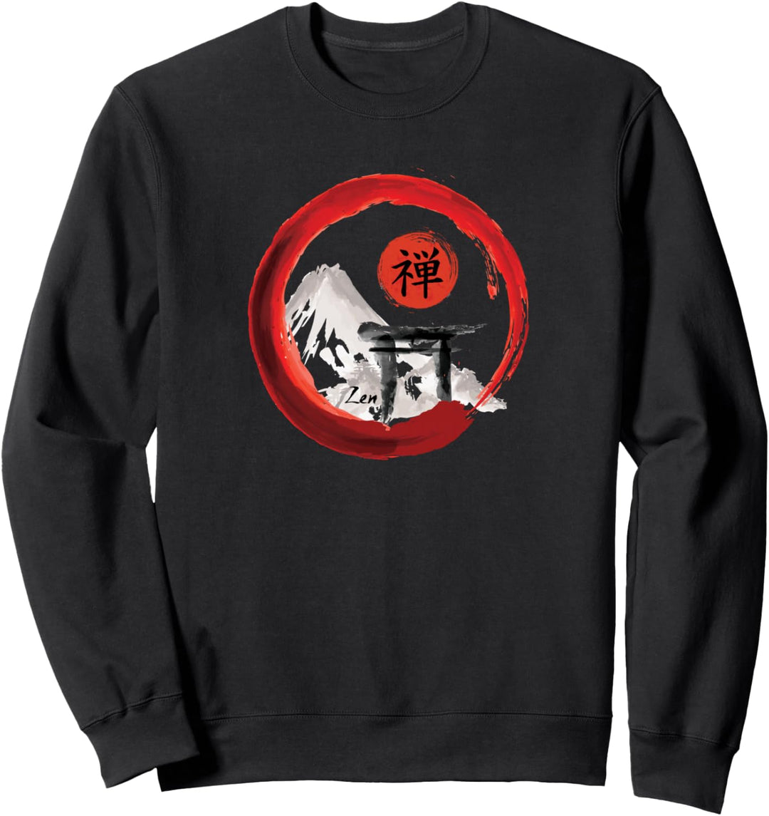 Mt. Fuji Sando Enso Circle Japanese Zen Lettering Yoga Sweatshirt
