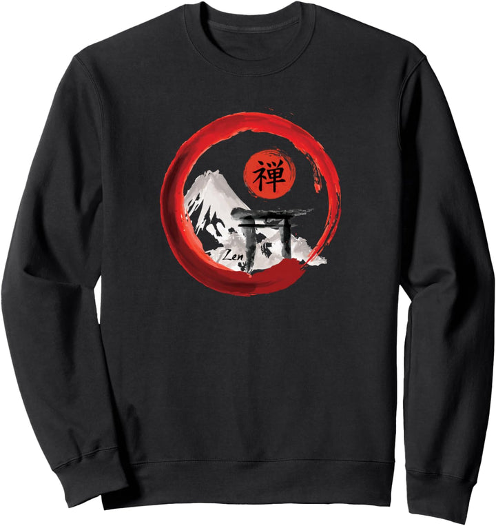 Mt. Fuji Sando Enso Circle Japanese Zen Lettering Yoga Sweatshirt
