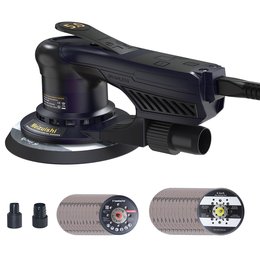SV1500 Bürstenloser Exzenterschleifer 125/150mm, 360W, 5,0mm Hub, 7 Geschwindigkeiten, 4000–10000 U/