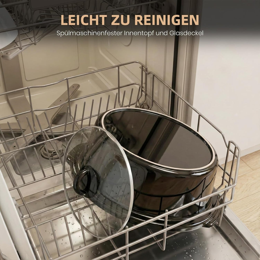 Slow Cooker 6.5L Grosser Elektrischer Schongarer Mit Keramiktopf Und Glasdeckel Temperaturstufen War