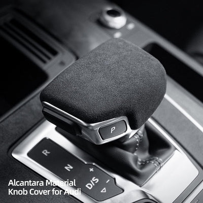 Alfanxi Schaltknauf Abdeckung Alcantara Material Trim für Audi A4 B9 A5 Q5 Q5L A6 Q7 S4 S5 SQ5 (schw