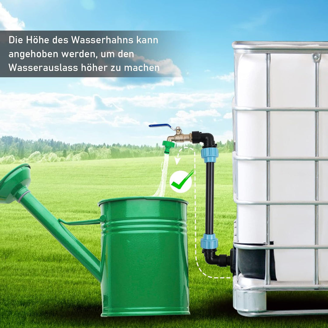 STEEIRO IBC Schwanenhals 3/4" Auslaufhahn,IBC Adapter Tank Ventil Auslaufhahn Wasserhahn für Regenwa