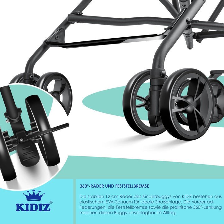 KIDIZ® Kinderwagen CITY Buggy Kinderbuggy klappbar Sportwagen Faltbar 360° 4-Zoll-Räder Inkl. Sonnen