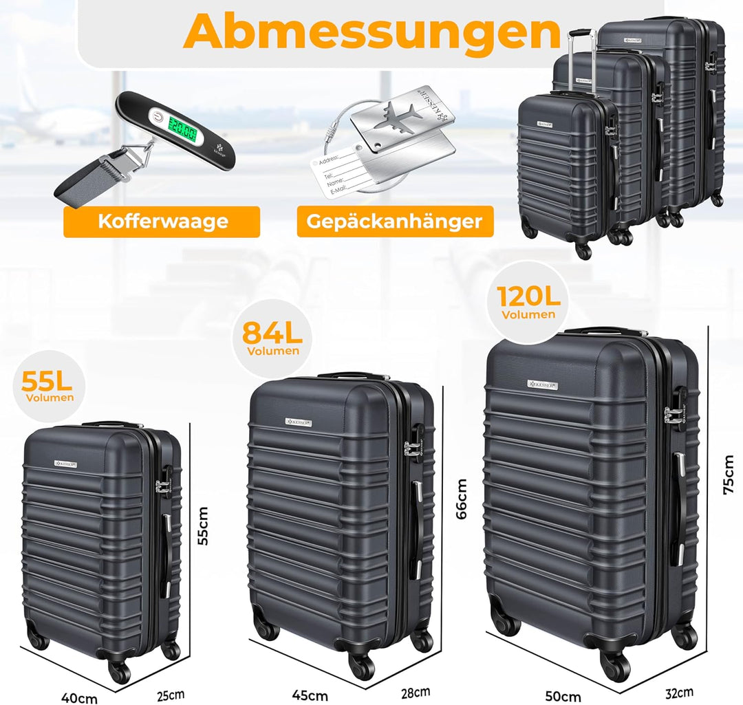 KESSER® 3tlg. Hartschalenkofferset Hard Shell Basic Hartschalenkoffer Trolley Koffer Reisekoffer Rei