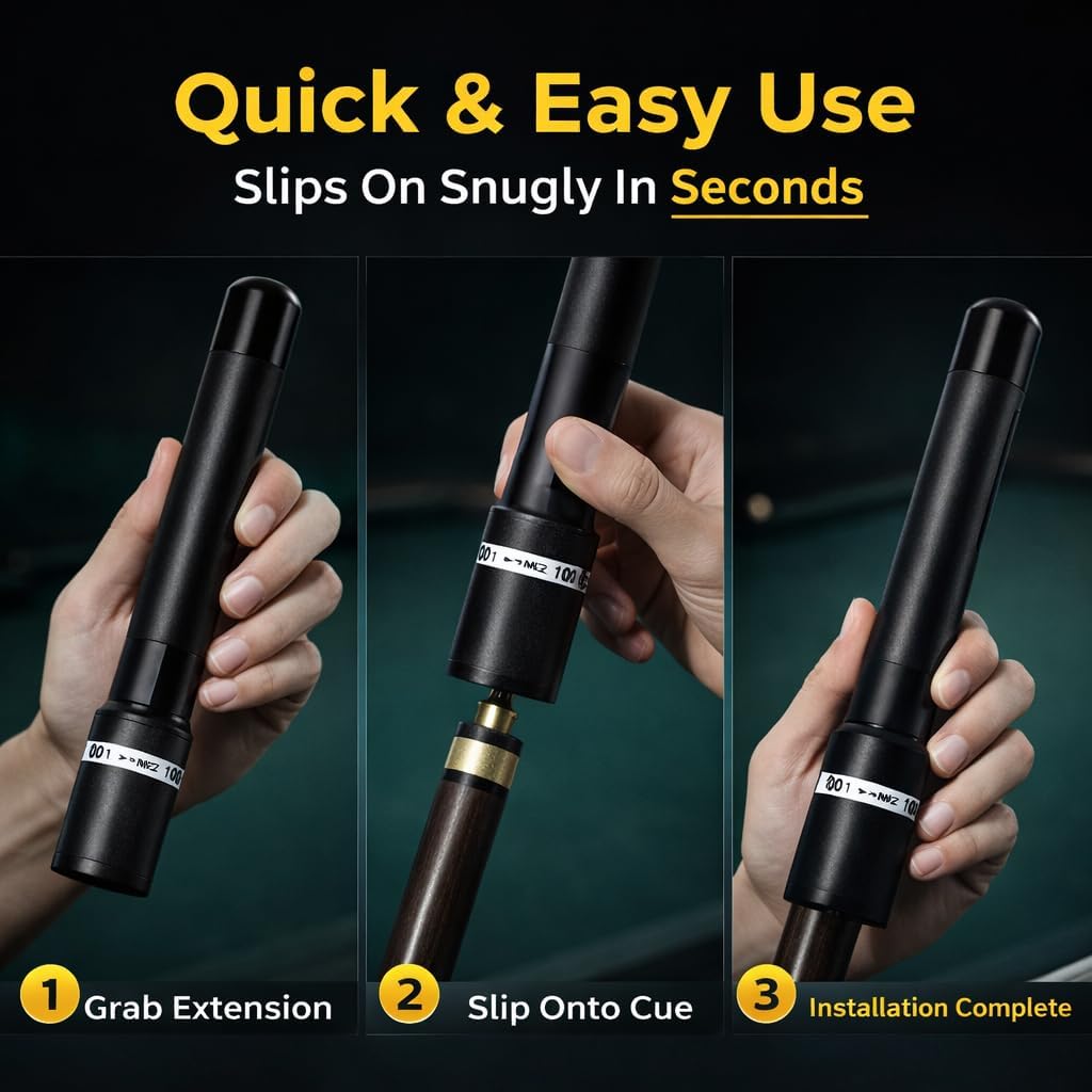 Billard Pool Queue Verlängerung, Pool Queue Stick Extender 9 Kugeln Billard Queue Butt End Extender