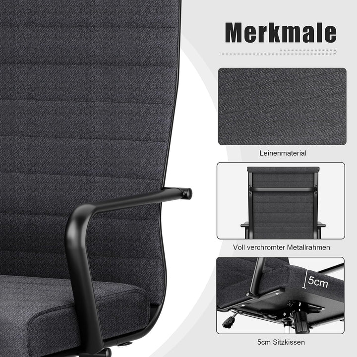 UEV Bürostuhl Ergonomisch Wippfunktion bis 150 kg belastbar Schreibtischstuhl mit Armlehne Drehstuhl