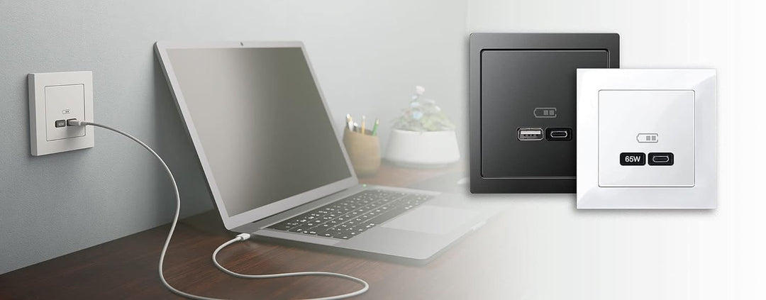 Schneider Electric Merten MEG4366-0120 USB Ladestation-Einsatz Typ A+C mit Power-Delivery-Technologi