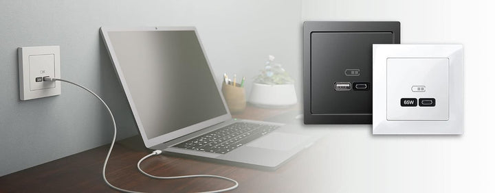 Schneider Electric Merten MEG4366-0120 USB Ladestation-Einsatz Typ A+C mit Power-Delivery-Technologi