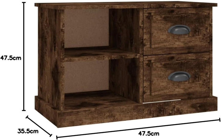 vidaXL TV Schrank, Fernsehtisch mit 2 Schubladen 2 Fächern, Fernsehschrank Lowboard für Wohnzimmer S