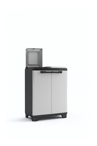 Keter Split Premium Recyclingschrank, schwarz/grau, 68 x 39 x 92 cm, mit Drucköffnung Schwarz, Grau,
