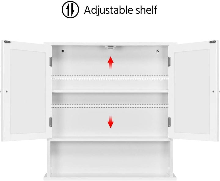 Yaheetech Spiegelschrank, Badschrank, Hängeschrank mit Spiegeltür, Badezimmerspiegel mit Ablagen, 56