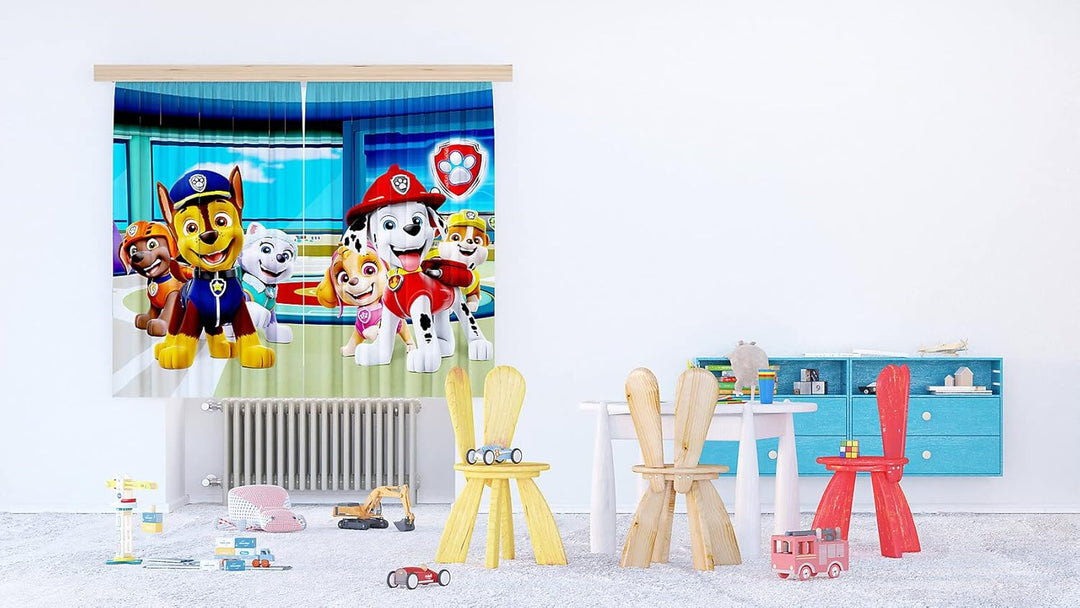AG Design Paw Patrol Station, Vorhänge für Kinderzimmer, 2 Teile, Mehrfarbig, 180 x 160