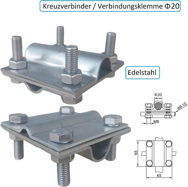 Tiefenerder Ø20mm V4A Edelstahl Erder 3m SET + Klemme - von PAG Turbo GmbH®, 3