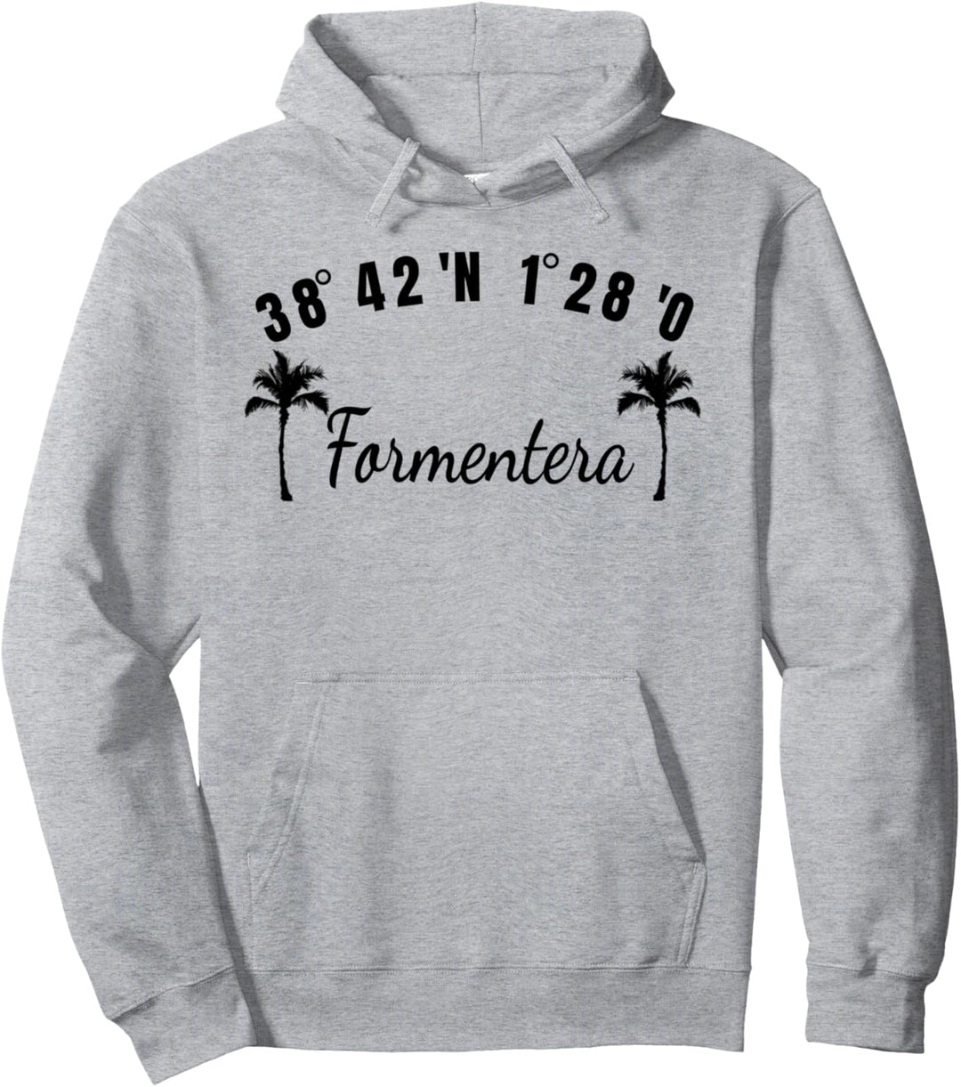 Formentera Koordinaten Design Urlaub Balearen Insel Pullover Hoodie