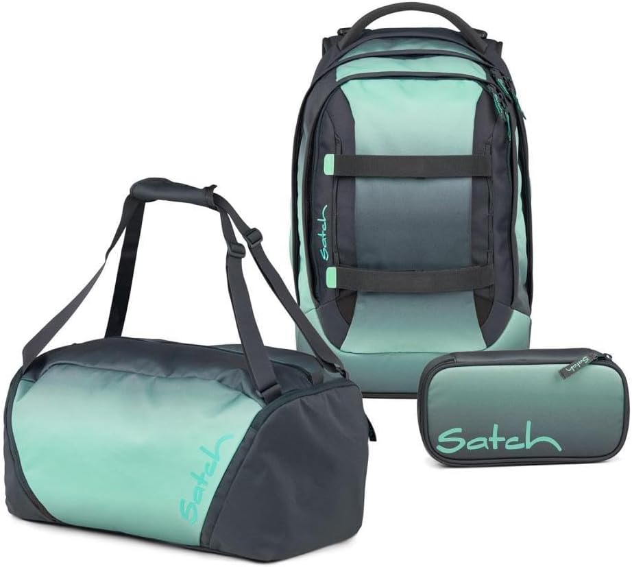Satch Pack Schulrucksack Set 3tlg. inkl. Schlamperbox und Sporttasche Gradient Mint, Gradient Mint