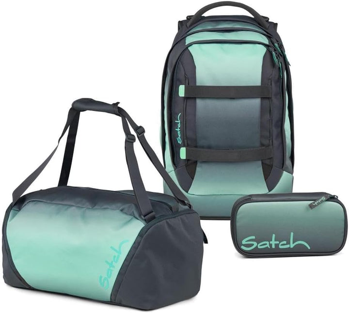 Satch Pack Schulrucksack Set 3tlg. inkl. Schlamperbox und Sporttasche Gradient Mint, Gradient Mint