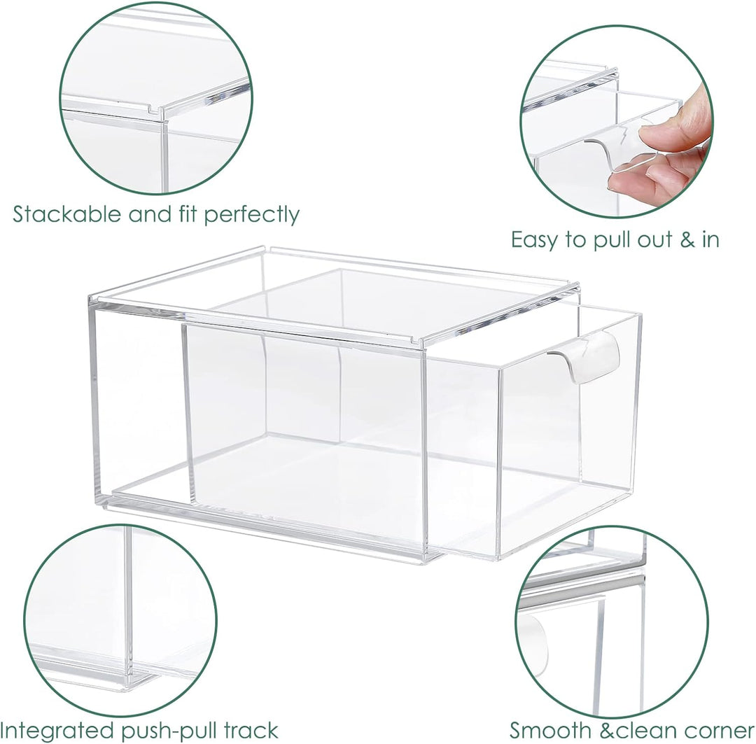 Kosmetik-Organizer-Schubladen,Stapelbare Transparenter Acryl-Make-up-Organizer,2 Stücke Schreibtisch