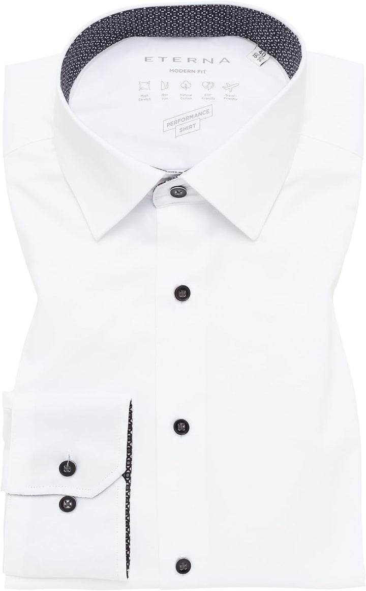 ETERNA Herren Performance Shirt MODERN FIT 38 Weiss, 38 Weiss