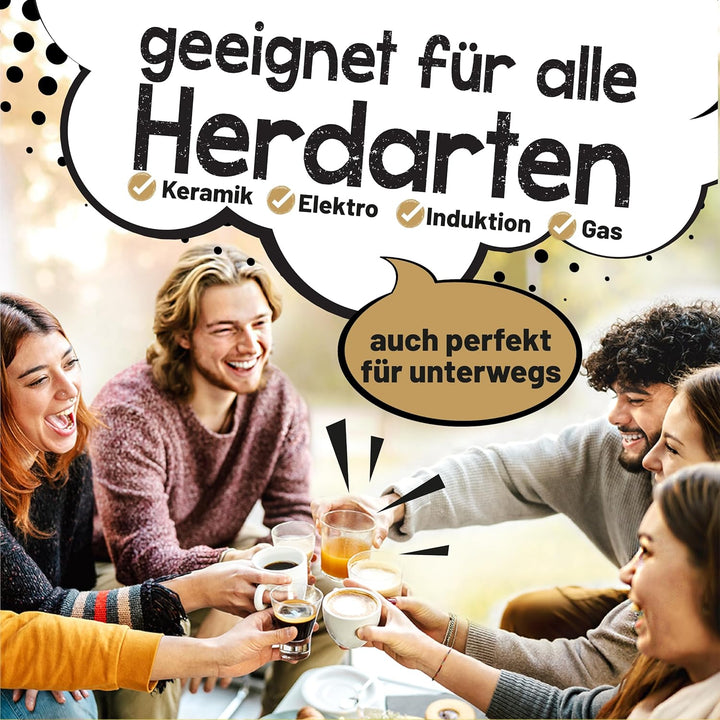 FLOW Premium Espressokocher aus Edelstahl 4 Tassen 200ml Induktion Espressokanne Espressomaker für z