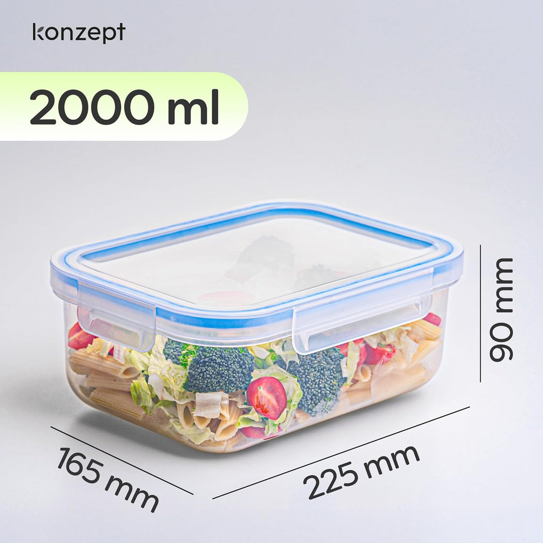KONZEPT Vorratsdosen mit Deckel Luftdicht 2 L Set 6 Stk. Meal Prep Boxen BPA-frei, Küchen Organizer