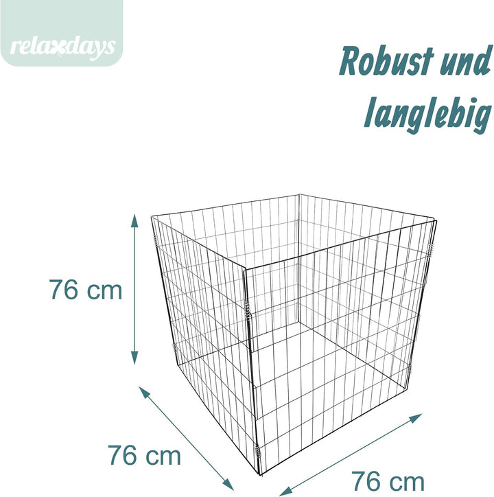 Relaxdays Komposter Metall, 2er Set, Biokomposter Garten, HBT 76x76x76 cm, pulverbeschichteter Draht
