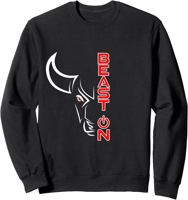 Stier Bulle Kopf Beast ON Rot Gym Workout Fitness Training Sweatshirt
