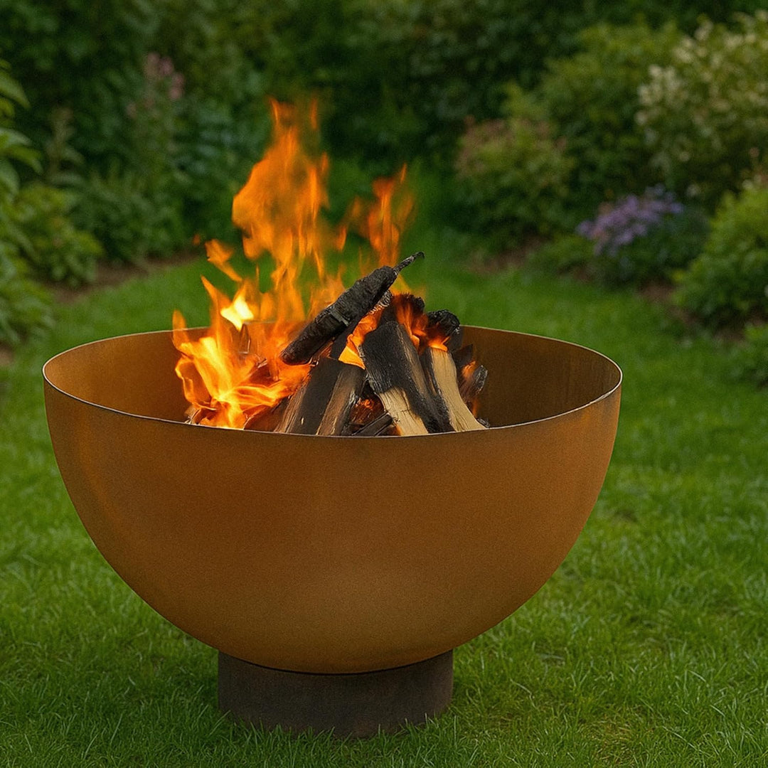 BBQ-Toro Feuerschale mit Grill Ø 60 cm | Rostoptik | Feuerplattengrill, Outdoor Feuerstelle mit Gril