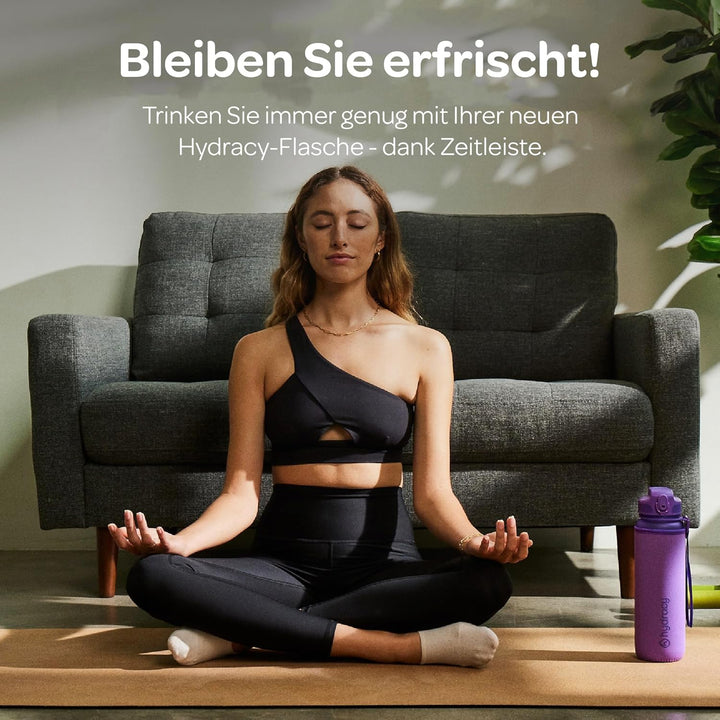 Hydracy Trinkflasche mit Strohhalm und Zeitmarkierung - 1L Wasserflasche - BPA-freie Trinkflasche -