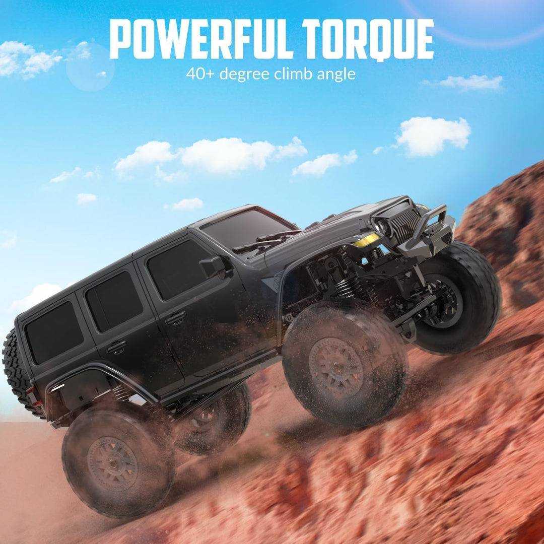 RACENT 1:24 4WD Off-Road RC Auto mit Metallkarosserie und hochwertigem Motor, RC Crawler mit 2 Akkus