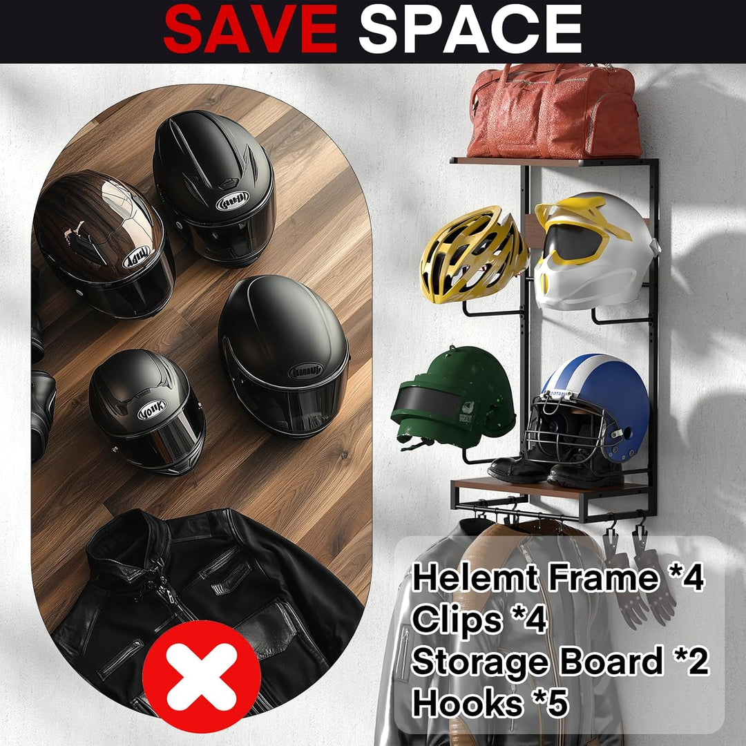 Helm Halterung-Motorradhelm Halterung Wand 4er Set, Motorradhalterung Plattenständer Display Organiz