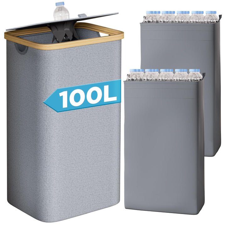 Yorbay 100L Pfandflaschen Sammelbehälter mit Deckel & 2 Tragetaschen, Pfandflaschen Aufbewahrung mit