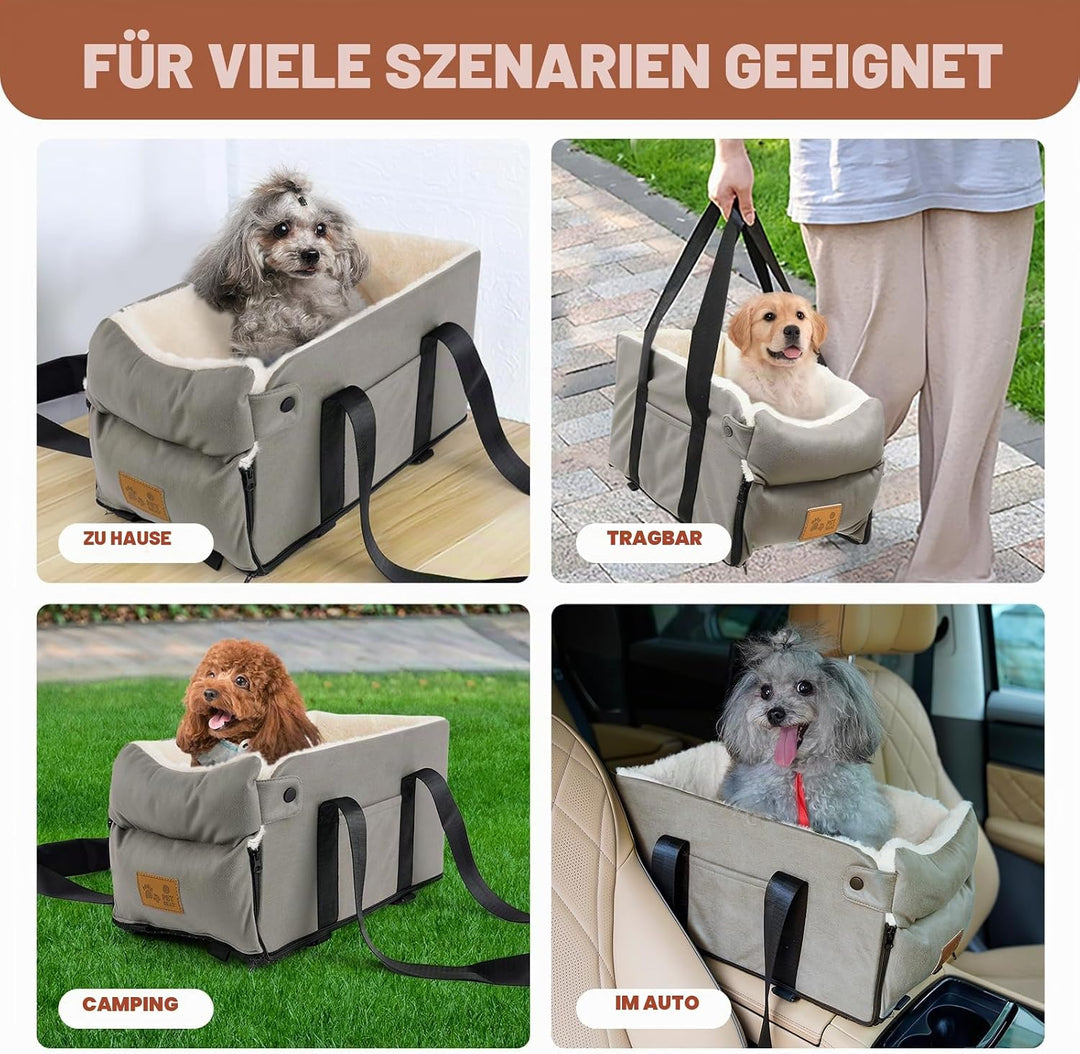 Hundeautositz für Hunde Katze- hochwertige Stoffsicherheit, Mehrzweck-Haustierbett mit verdicktem Ki