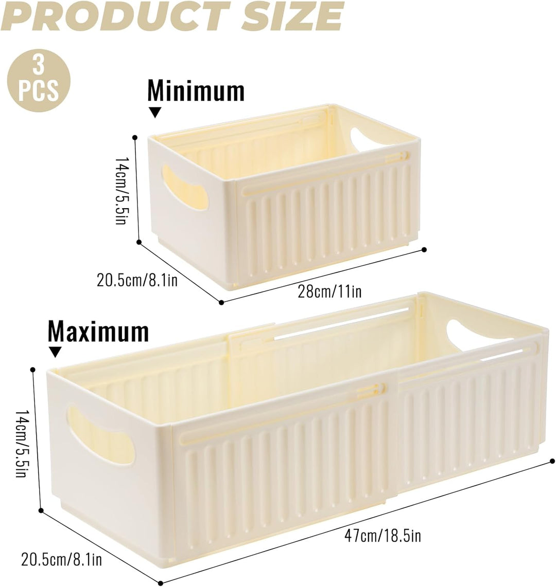 Aufbewahrungsbox Kunststoff Klappkiste Dehnbar Organizer Box Küchenschrank für Küche, Bad, Büro,Schl