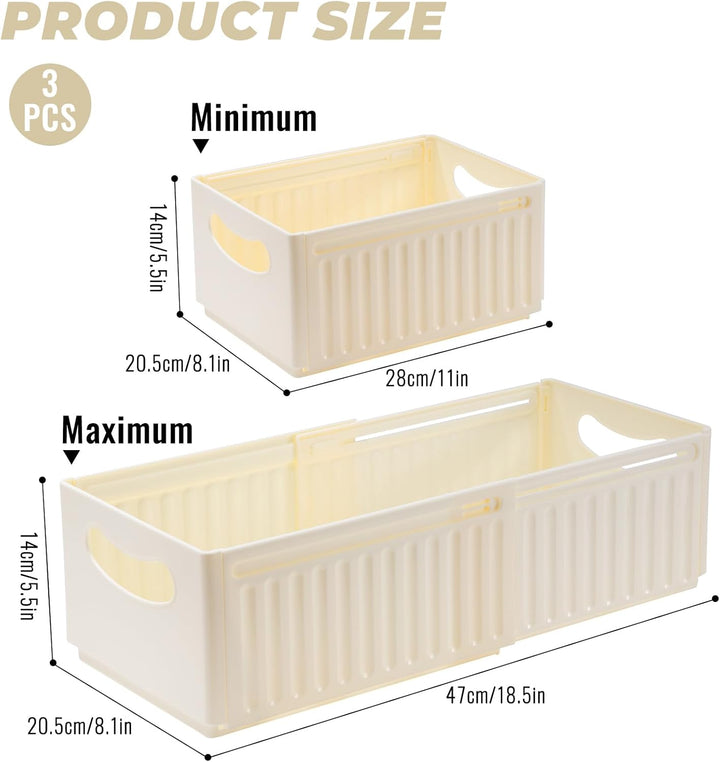 Aufbewahrungsbox Kunststoff Klappkiste Dehnbar Organizer Box Küchenschrank für Küche, Bad, Büro,Schl