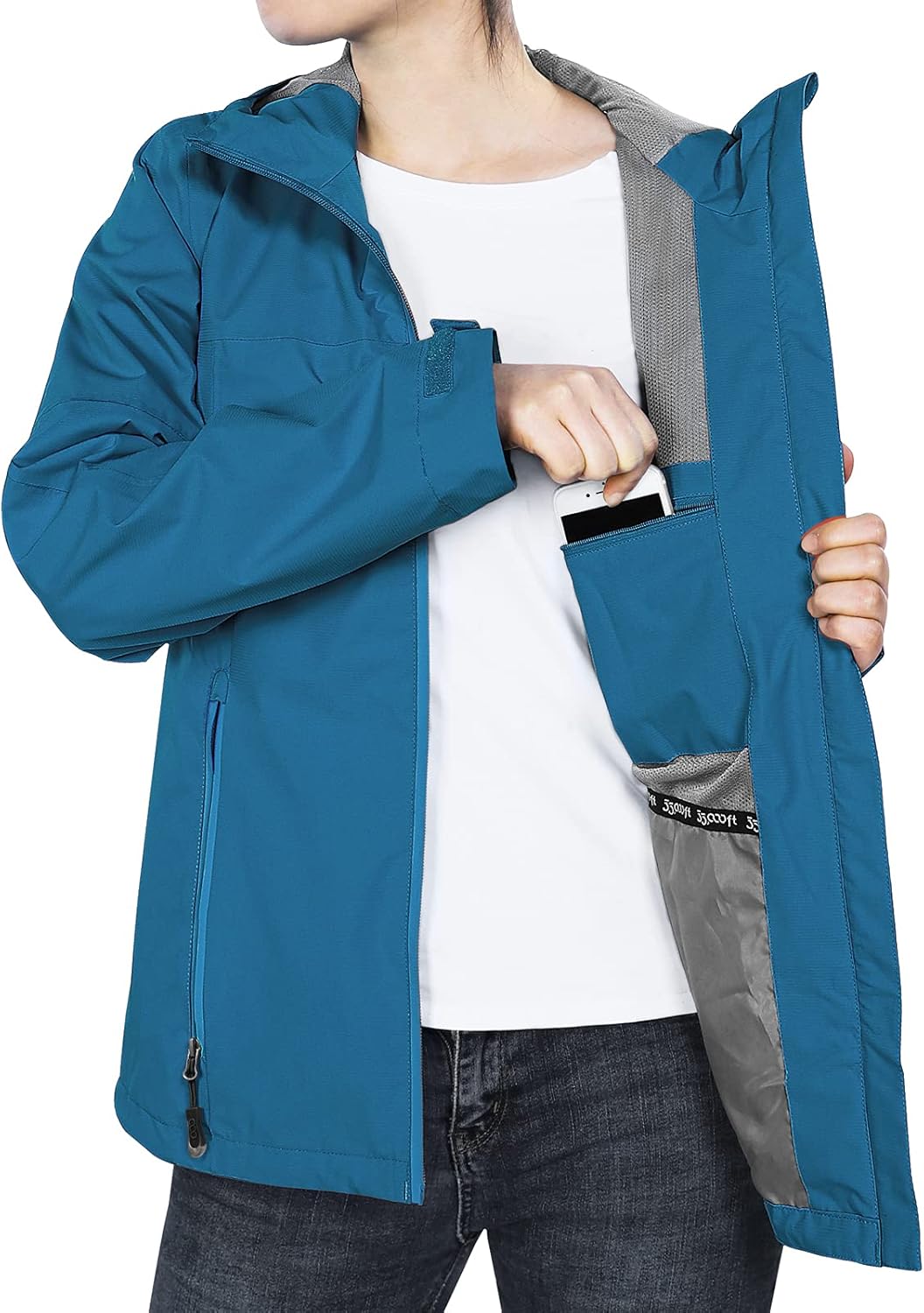 33,000ft Regenjacke Damen Wasserdicht Outdoorjacke Atmungsaktiv Herbst Übergangsjacke Leichte Jacke