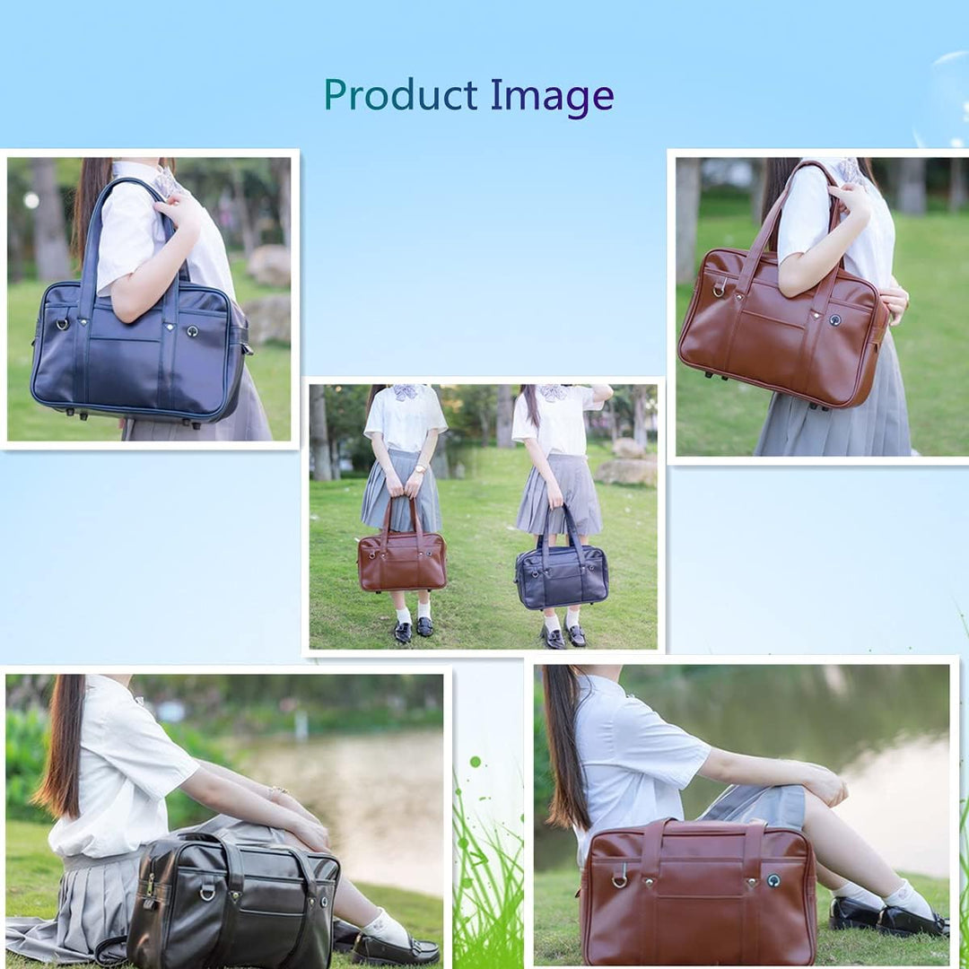 Poywuo Japanische Handtasche Schultasche PU Leder Reisetasche Japan High School Anime Cosplay Studen