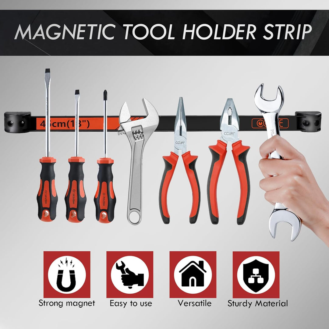 CCLIFE 6tlg Magnetleiste Werkzeug 45cm 23kg Magnetschiene Magnetisch Werkzeugleiste für Werkstatt 45