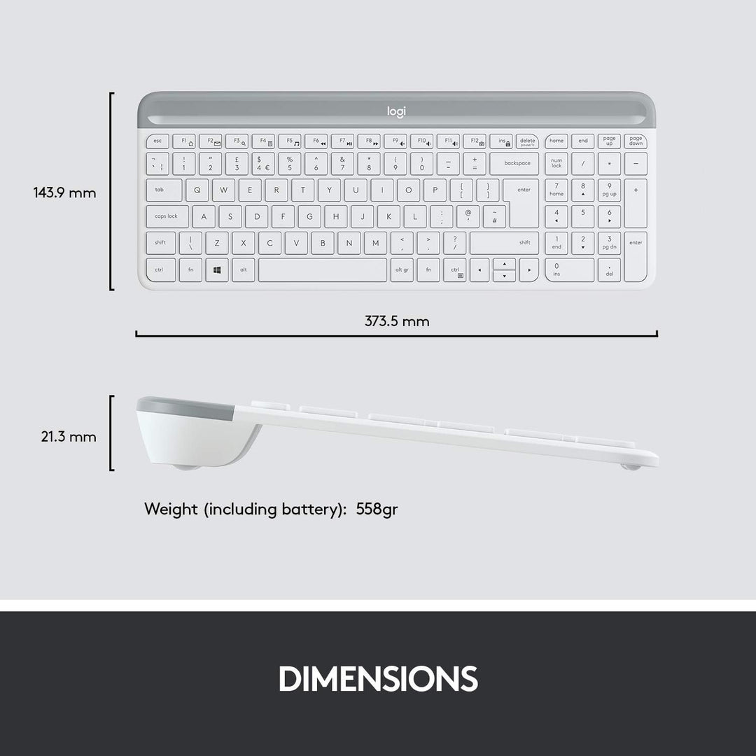 Logitech MK470 Slim Combo Kabelloses Tastatur-Maus-Set, 2.4 GHz Verbindung via Nano-USB-Empfänger, 1