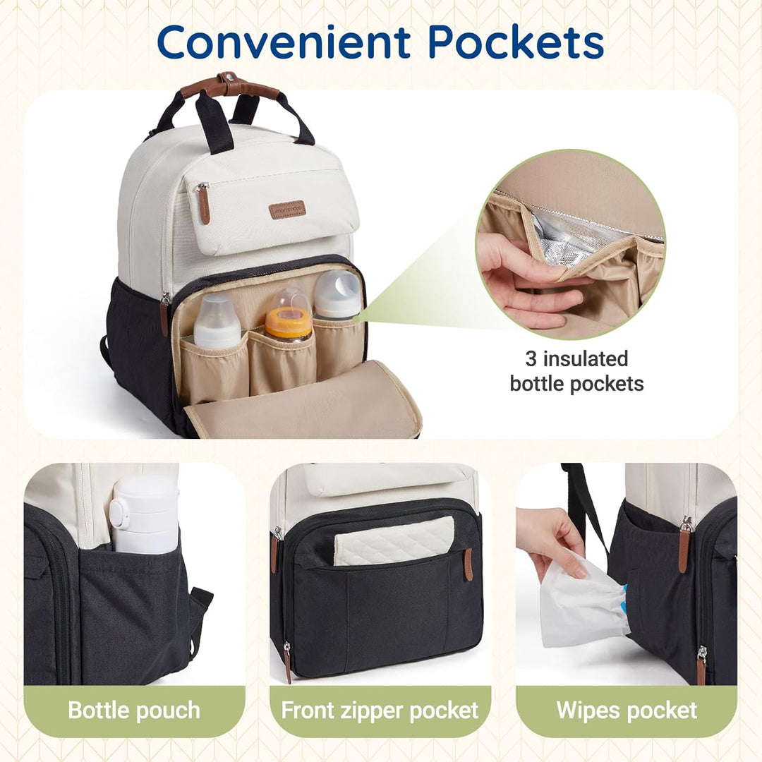 mommore Wickelrucksack, grosse, erweiterbare Wickeltasche für 2 Kinder/Zwillinge, strapazierfähige B