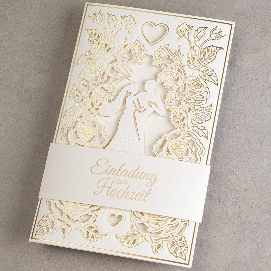 Art Nuvo Hochzeitseinladungen-20 St.130x205mm, Mit Bedruckbaren Einlagen Und Umschlägen Für Hochzeit