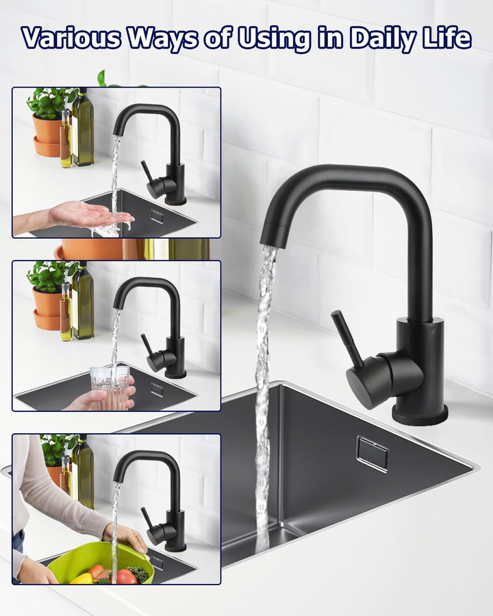 Wasserhahn Bad 360° Drehbar,Edelstahl Wasserhahn Badezimmer mit Warm/Kaltwasser Mischbatterie,Mischb