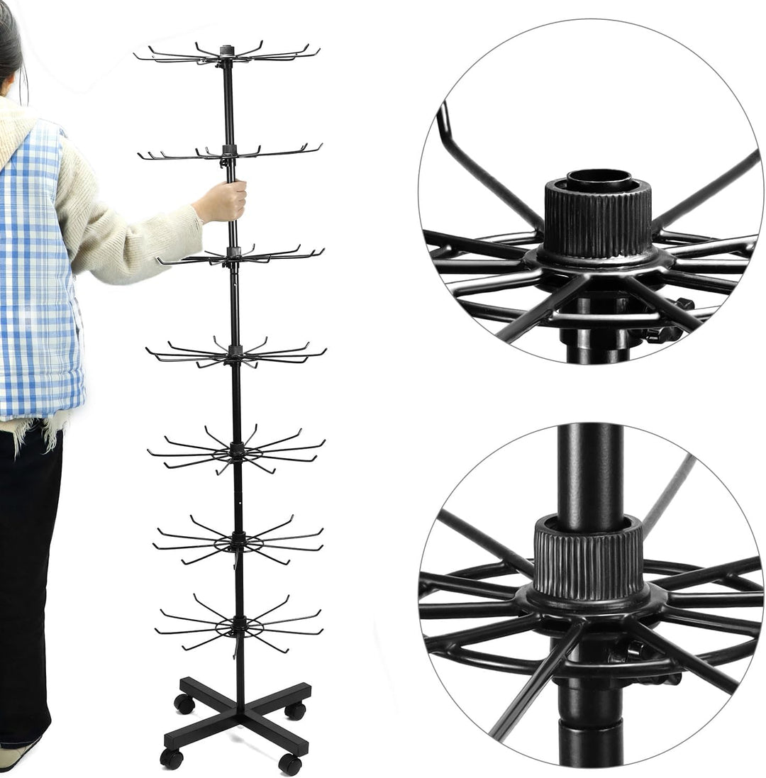 QWORK® Drehbarer Verkaufsständer mit 7 Etagen aus Metall, für Hüte, Schmuck, Socken & Seidenschals,