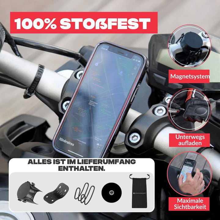 Shapeheart französische Innovation, magnetische Motorrad-Telefonhalterung mit extradünner, Metallpla
