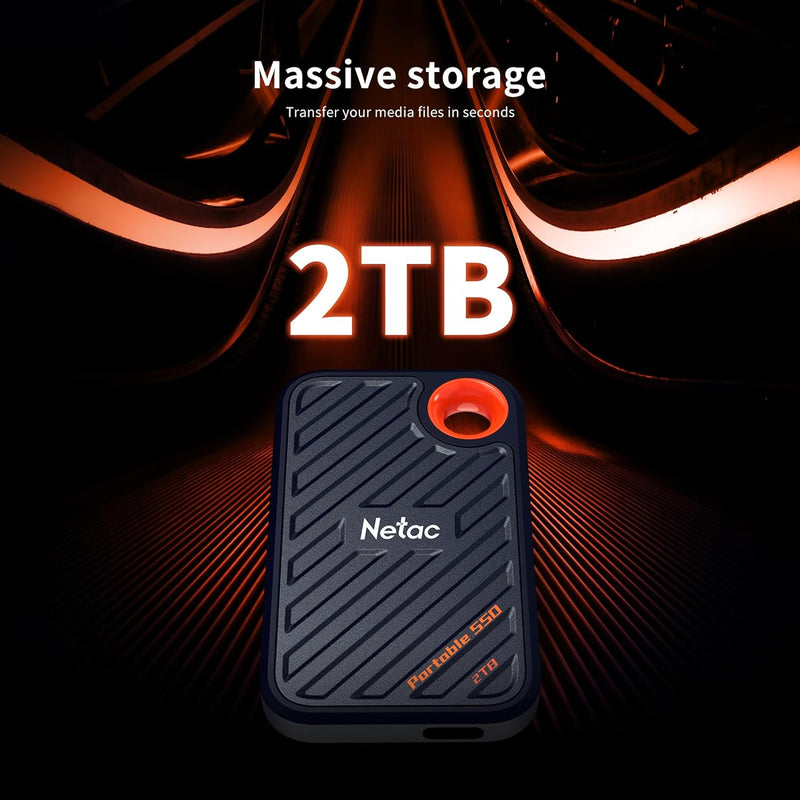 Netac ZX20 2 TB Mobiles Solid-State-Laufwerk, extern, portabel 2 TB (bis zu 2000 MB/s Lesen und Schr