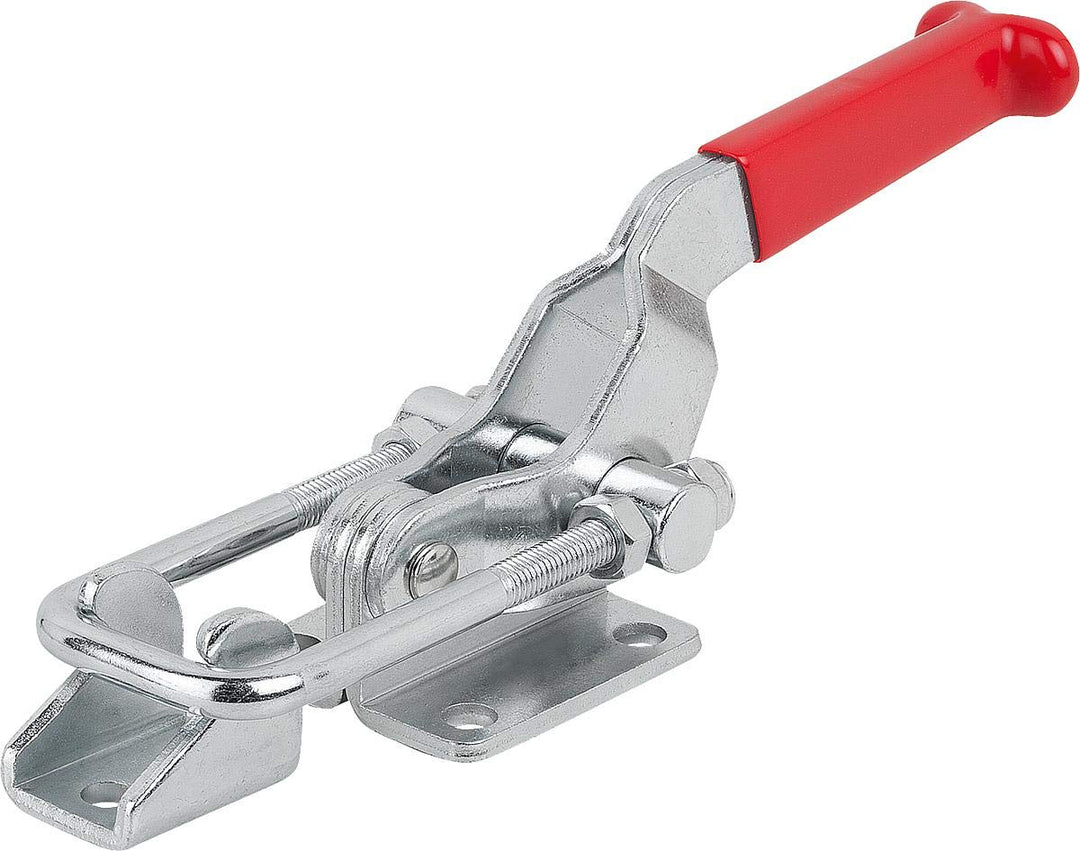 KIPP - Bedienteile Normelemente Bügelspanner K1261 aus Stahl, horizontal mit Gegenhalter, Fuss waagr