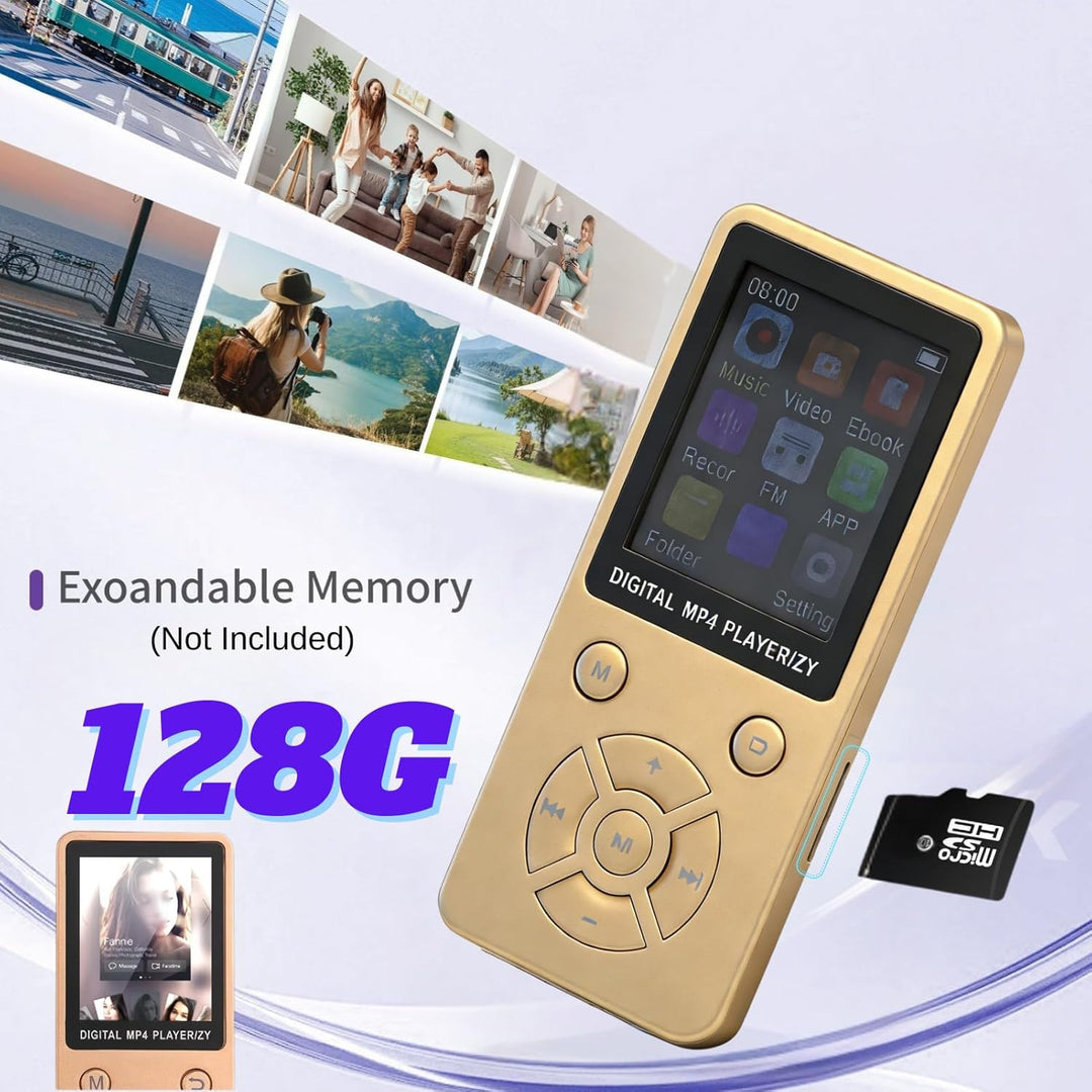 MP3-Player/MP4-Player 64GB Bluetooth 5.0 HiFi MP3 Musik-Player, 1,8-Zoll-LCD-Bildschirm mit Lautspre