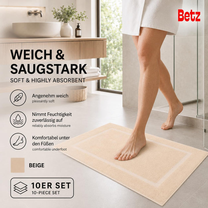Betz 10 Stück Badvorleger Badematte Badteppich Duschvorleger Frottee Premium 100% Baumwolle Grösse 5