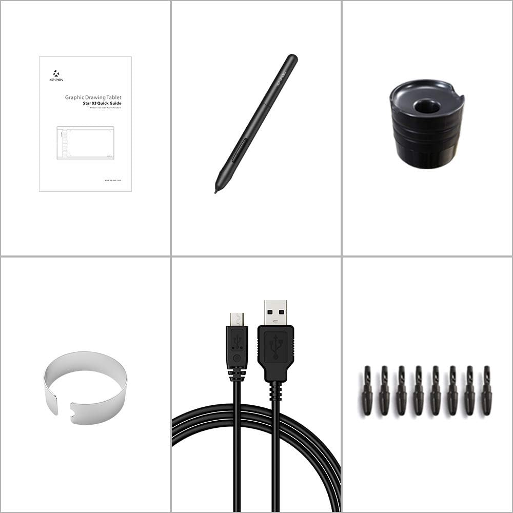 XP-PEN Star 03 V2 Grafiktablett, 10''x6 Zeichentablett, 8192 Druckstufen, 266RPS OSU Tablet, Zeichen