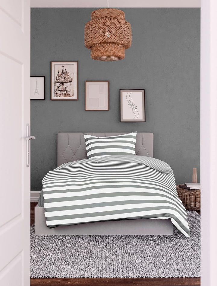 Bierbaum Bettwäsche 3121, Mako-Satin, 100% Baumwolle, Designed in Germany, Silber 02, 1 Bettbezug 13