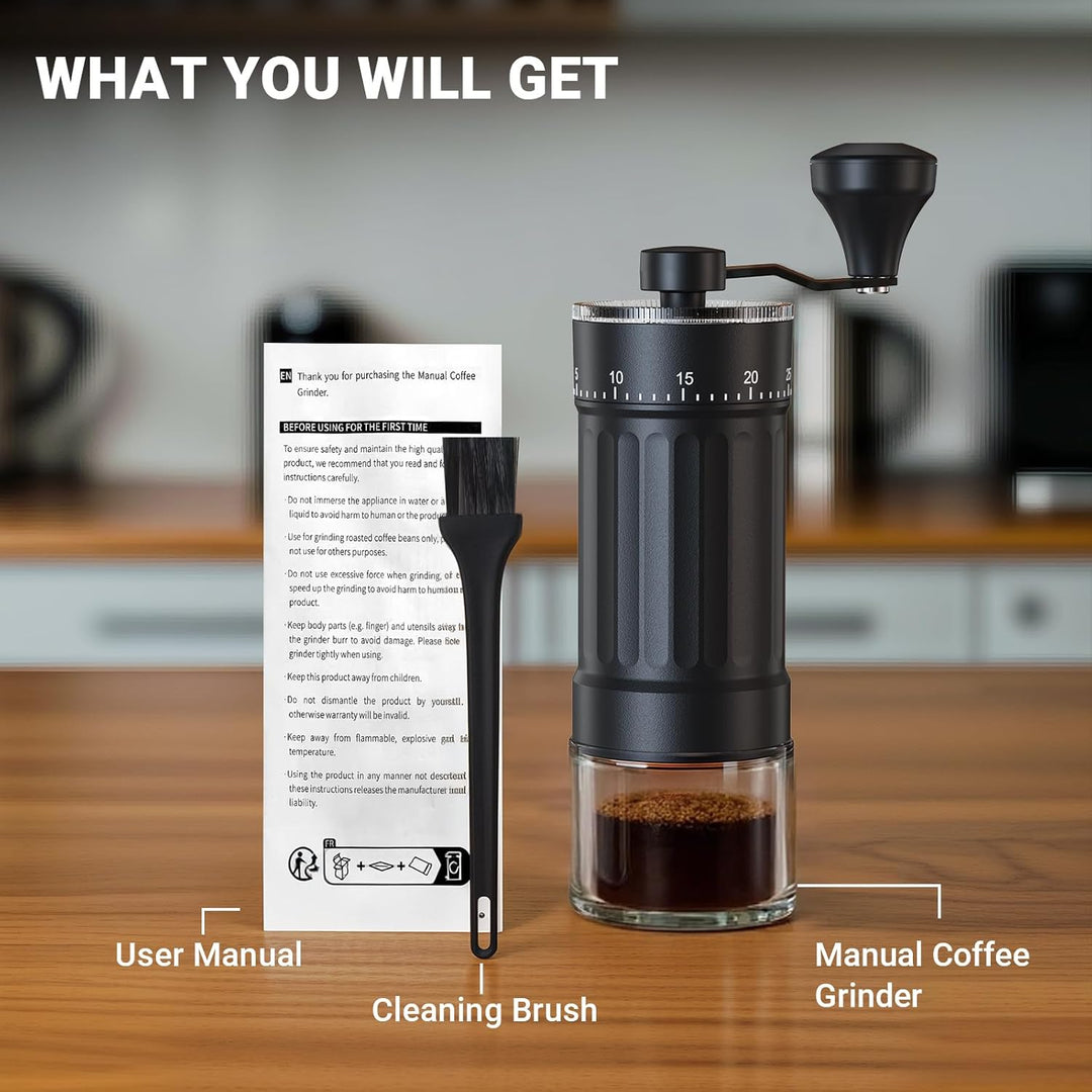 Mini Manuelle Kaffeemühle mit 40 einstellbaren Stufen, Tragbare Manuelle Handkaffeemühle mit 30g Kap